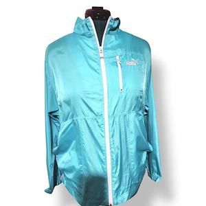Vintage Puma Women's Windbreaker Light Weight Jacket Light Blue Zip Up S…